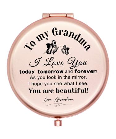 muminglong Frosted Compact Makeup Mirror for Grandma from Grandson Thanksgiving Birthday Day Gifts Ideas for Grandma-New hudie Grandma sunzi