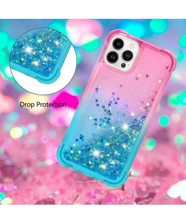 Buy Tivenfezk Nadoli Glitzer Treisand Shell for iPhone 15 Pro - Shockproof Gradient Liquid Case | Pink Blue Transparent Bumper Cover - Buy Online on GoSupps.com