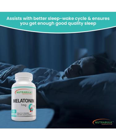 NutraBulk Melatonin - 1 mg Quick Release Nighttime Sleep Aid for Kids and Adults - 300 Chewable Tablets - Cherry Flavored - Buy Online on GoSupps.com