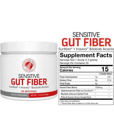 Digestive Support Fiber Supplement - 30 Day Supply - 6g Dietary Fiber - Galactomannan Guar, Baobab Fruit Powder, Acacia Fiber - 30 Servings - Buy Online on GoSupps.com