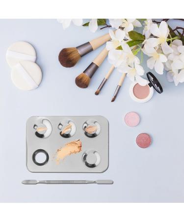 Ciieeo Plateau de M lange Maquillage en Acier Inoxydable 2 Pcs Grand Format 5 Compartiments avec Spatule M tal Outil de M lange de Pigments pour Fond de Teint Nail Art et Gloss  - Buy Online on GoSupps.com