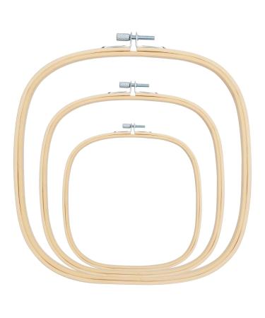 Caydo 3 Pieces 3 Sizes Square Embroidery Hoops Adjustable Bamboo Circle Cross Stitch Hoop Embroidery Frames for Sewing  Needlework  DIY Embroidery Craft