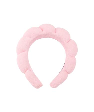 GroveEss Sponge Spa Headband Cute Makeup Skincare Soft Fabric Hair Band Terry Towel Cloth Headband for Face Washing Makeup Removal Shower Facial Mask Yoga Sports(Pink)
