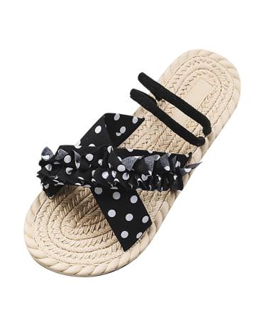 HSYHKDSY Womens Flat Sandals Summer Shoes Glitter Sparkly Elegant Casual Comfortable Holiday s51155 Black 5.5 UK