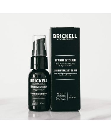 Brickell Men's Anti Aging Reviving Day Face Serum - Natural & Organic with Hyaluronic Acid & Protein Peptides - 1oz - Buy Online on GoSupps.com