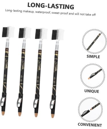 Balacoo 4pcs Two-in-one Eyebrow Pencil Waterproof Eyeliner Lash Tools Eyebrow Makeup Tools Eyebrow Powder - Buy Online on GoSupps.com