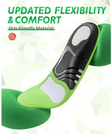 Plantar Fasciitis Arch Support Insoles | Heavy Duty Orthotic Inserts for Flat Feet & Pain Relief | Shock-Absorb Insoles for Men & Women | L Green-Gel for Sizes 8.5-9.5 M | 10.5-11.5 W - Buy Online on GoSupps.com