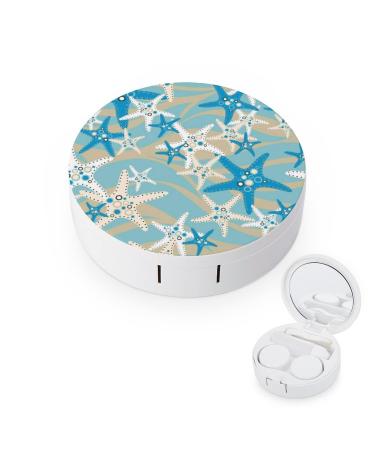 Ocean Starfish Round Case For Contact Lens Kit Storage Box with Mirror Printed