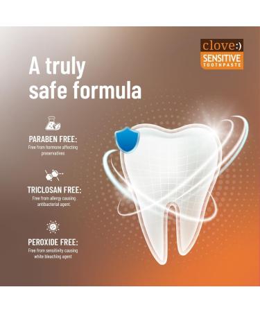 Clo.ve Sensitive Toothpaste | Reduce Senstivity | Dual Action Toothpaste for Sensitivty & Bad Breath | Strengthens Enamel | Triclosan Free | Paraben Free | Peroxide Free | Mint Pack of 1 (100g) - Buy Online on GoSupps.com