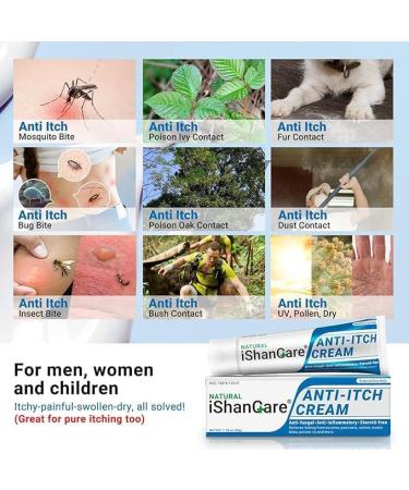 ishancare Anti Itch Soothing Cream Extra Strength Skin Itch Relief Ointment for Full Body Itching Caused by Seasonal Changes Dermatitis Eczema Rash Psoriasis Hives Bites Poison Ivy 1.76 oz 1.76 Ounce (Pack of 1) - Buy Online on GoSupps.com