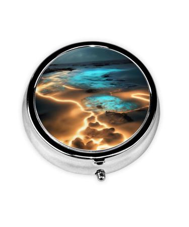 View Under The Moonround Pill Box 3 Compartments Round Pill Box Organizer for Purse Or Pocket Portable Travel Pill Box