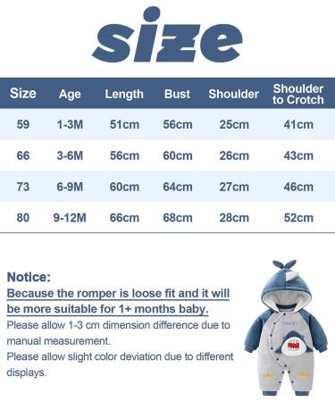 Vine Baby Hooded Romper - Cotton Thicken Jumpsuit Outwear for Boys & Girls - 12 Months, Blue - Buy Online on GoSupps.com