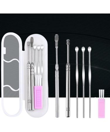 SSWERWEQ Ear wax removal tool Stainless Steel Ear Wax Removal Tools Kit Hygiene Care Spiral Spring Curette Earpick Cleaning Spoons With Brush - Buy Online on GoSupps.com