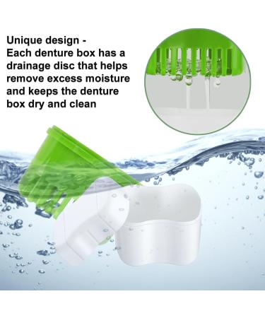 Buy Dental Prostheses Container Set - 2 Denture Boxes & Cleaning Brushes for Teeth & Braces Storage - Green & Pink | International Shipping Available - Buy Online on GoSupps.com