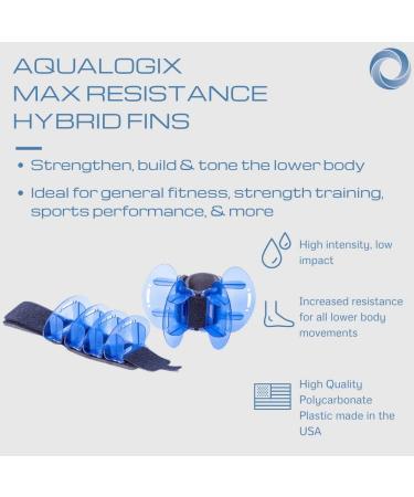 Aqualogix Maximum Resistance Hybrid Aquatic Training Fins - Blue - Pair (HRPCFIN) | Online Demo & Workout Program Included - Buy Online on GoSupps.com