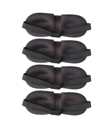 Healifty Sleeping Eye Mask 4pcs Eye Cover for Women Men 3D Contoured Cup Sleeping Blindfold with Elastic Strap Concave Molded Night Eye Patch Block Out Light Black Sleeping Mask