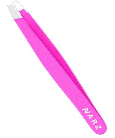 1Pcs Professional Slanted Tweezer for Facial Hair Women & Men Stainless Steel Precision Tweezers for Ingrown Hair Tweezers (1 Piece Pink)