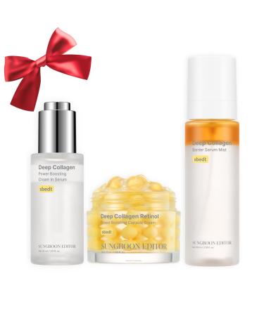 SUNGBOON EDITOR Holiday Glow Mist Set | Deep Collagen Mist Surface Line & Texture Care Serum & Retinol Capsule Cream | Christmas Gift Set