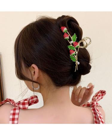 Large Red Strawberry Hair Claw Clips - Metal Hair Jaw Barrette for Thick Hair - Nonslip Hair Accessories for Women and Girls - Buy Online on GoSupps.com