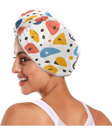 Colorful Geometric Hair Towel 2 Pack - Super Absorbent Quick Dry Turbans for Women & Girls - Buy Online on GoSupps.com