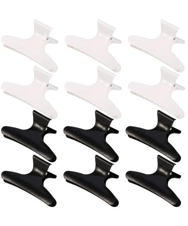12 Pieces Butterfly Hairdresser Clamps Salon Hair Claw Hairdresser Clamp Black White Clip Barrettes