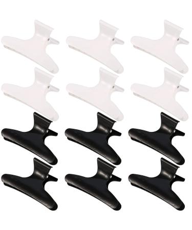 12 Pieces Butterfly Hairdresser Clamps Salon Hair Claw Hairdresser Clamp Black White Clip Barrettes - Buy Online on GoSupps.com