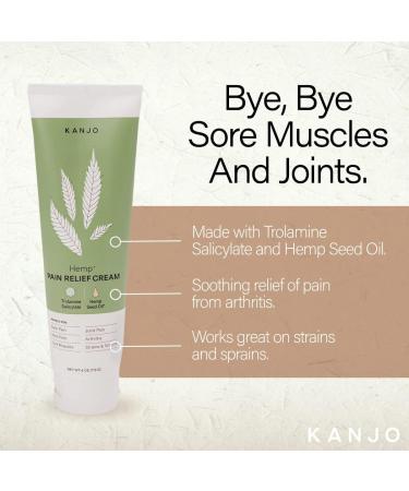 Kanjo Hemp Pain Relief Cream for Arthritis & Muscle Pain - FSA & HSA Eligible | Topical Cream with Trolamine & Hemp Seed Oil for Back, Neck & Joint Pain - Buy Online on GoSupps.com
