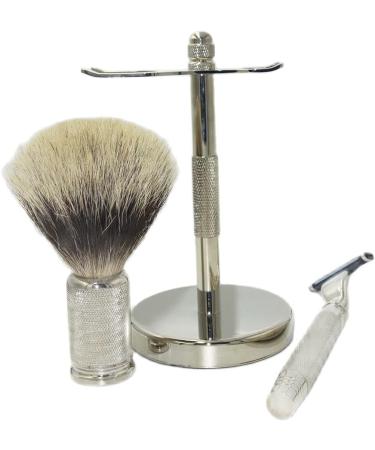 HRTC Men's Shaving Brush Stand - 3 in 1 Long Badger Hair Holder & Heavy Handle | Replacement Shaving Brush Set for Men - Quality Grooming Essentials - Buy Online on GoSupps.com
