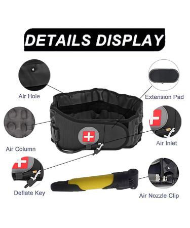 Decompression Belt for Back Pain Relief - Inflatable Lumbar Support | One Size Fits 29-49 Waist | Includes Extension Band & Pump | Black - Buy Online on GoSupps.com