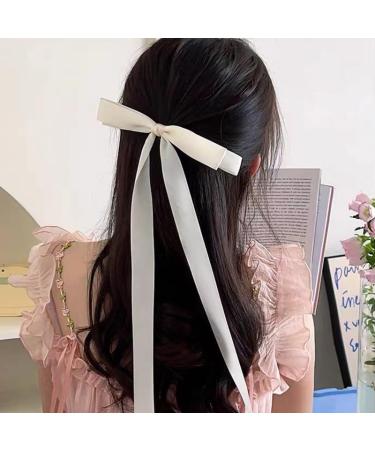 Hair Ribbon Bow Clip for Women Tassel Ribbon Bowknot Hair Clips With Long Tail Hair Bow for Girls Hair Bow Ties Long Silk Ribbon for Hair Barettes Accessories for Wedding Party Decoration - Buy Online on GoSupps.com