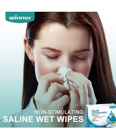Winner Unscented Baby Saline Wet Wipes - 70 Count, Sterilized, 100% Cotton, Multi-Purpose for Sensitive Eyes and Face - Large Size 5.9 x 7.9 - Buy Online on GoSupps.com