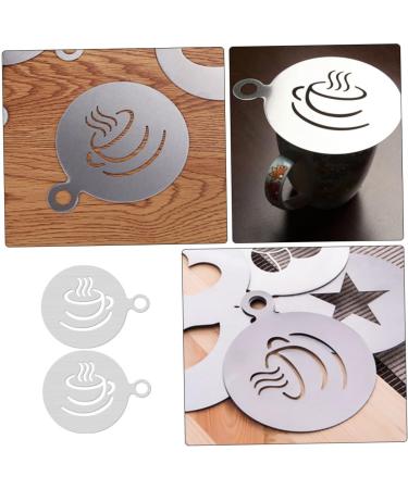 Angoily 2pcs Coffee Latte Mold Coffee Accessories Coffee Art Stencils Spray Stainless Steel Baking Tools - Buy Online on GoSupps.com