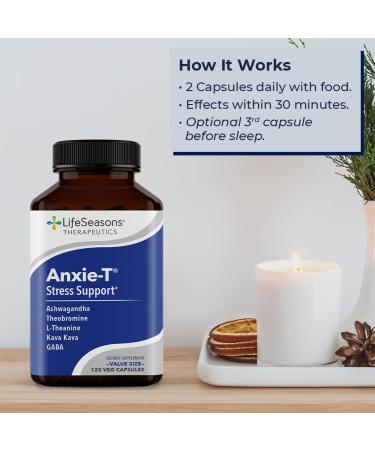 LifeSeasons Anxie-T with Mood Stabili-T - Supports Mood & Mental Focus - Feel Calm and Relaxed - Eases Tension & Nervousness - Ashwagandha Kava Kava GABA & L-Theanine - 180 Capsules - Buy Online on GoSupps.com