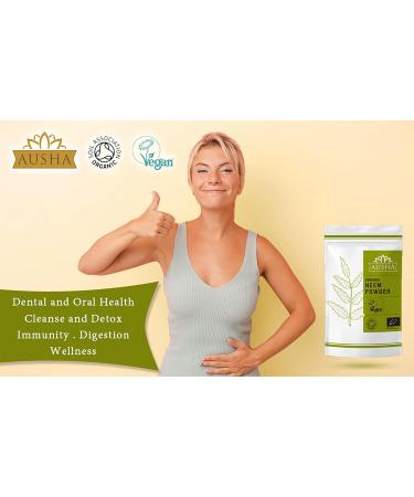 Ausha Organic Neem Leaves Powder 100g - Immunity Boost, Digestion Aid, Detox - Hair, Dandruff, Skin Care - Buy Online on GoSupps.com