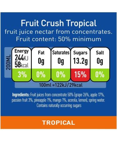  mynutri Capri-Sun Fruit Crush Tropical no added sugar 8 x 4 x 200 ml (pack of 32) - Buy Online on GoSupps.com