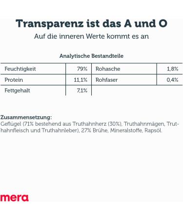 Mera Pure Sensitive Poultry Hearts - Grain-Free Wet Dog Food (6x400g) | High Meat Content | 100% Animal Protein for Sensitive Dogs - Buy Online on GoSupps.com