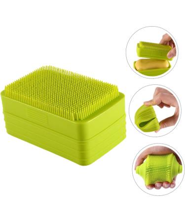 Green Healeved Box Soap Dish with Scalp Massagers, Loofah, and Silicone Shower Accessories - Buy Online on GoSupps.com