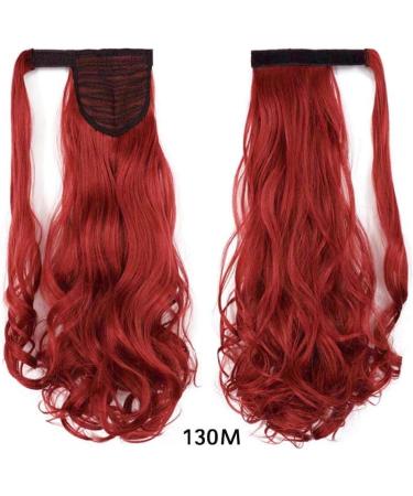 iLUU Wrap Around Ponytail Hair Extensions Long Curly Wavy Magic Paste Ponytial Hair 18Inch Bright Red Synthetic Binding Pony Tails (100g 130M Bright Red) #130M-bright red - Buy Online on GoSupps.com