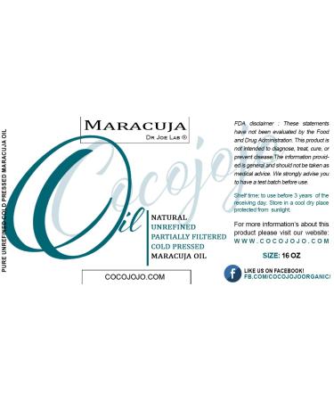 Dr Joe Lab Maracuja Oil - Pure Cold Pressed Passion Fruit Seed Oil for Skin Hair Nails & Beard - 16 oz Non-GMO - Buy Online on GoSupps.com