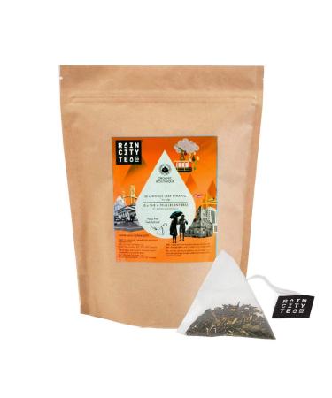 Peach Mango Swirl Pyramid Organic Greentea Bags - 50 Compostable Whole Leaf Chai Tea Bags - USDA Certified l Cellulose Inner Packaging l