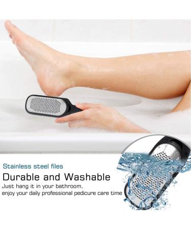Foot Files Spa Hard Skin Removal Pedicure Care Set Callus Remover Washable Stainless Steel Double-Sides (Black and Red) Red and Black - Buy Online on GoSupps.com