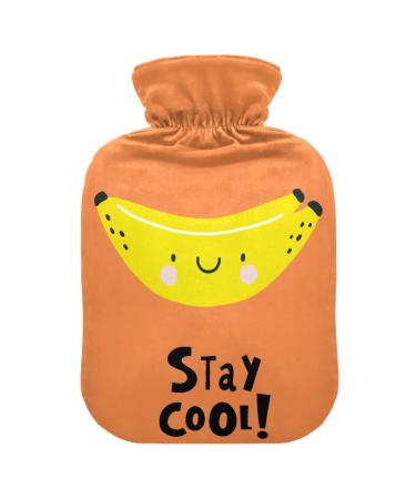 Heat bottle with reference 1 l of durable warm-up bag for handwheels shoulder and neck pain cramps heating press and heat therapy pattern of cartoon banana yellow