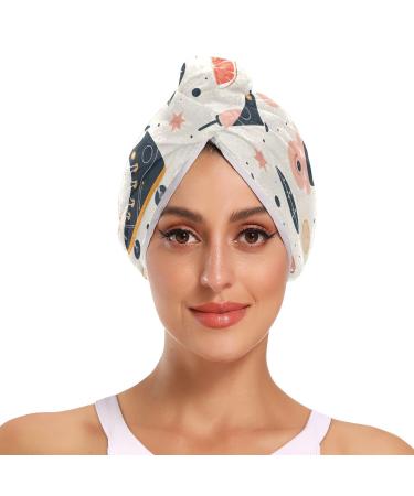 Skates Grapefruit Slices Hair Towel 2 Pack Super Absorbent Hair Drying Towel Quick Dry Hair Turbans Head Towel with Button Twisty Wrap for Women Girls