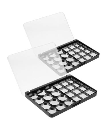 Angoily Palette de Maquillage Vide Magn tique 2 Pi ces 24 Emplacements M tal Noir 2080 22 Emplacements Rond 7028 Plateau Paupi res Compact pour Fards Paupi res Retouches et DIY