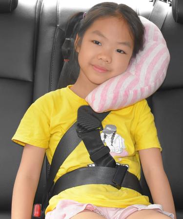 Kids Car Travel Pillow Car Seat Belt Cushion Child Head Neck Support Pillow Baby Seat Belt Protector Toddler Neck Pillow Headrest Boys Girls Travelling Sleeping Pillow For Car Seat Pushchair Train Pink Stripe