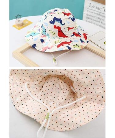 XYIYI Kids Bucket Hat | Adjustable Sun Beach Hat for Boys Girls 1-2 Years | Beige Dinosaur Design - Buy Online on GoSupps.com