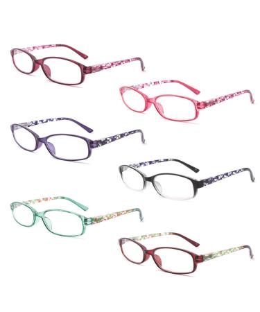 IVNUOYI 6 Pack Reading Glasses Blue Light Blocking,Fashion Ladies Spring Hinge Readers with Pattern Print,Anti Glare UV Eyeglasses for Women 1.5 6 Pack Mix Color 1.5 x