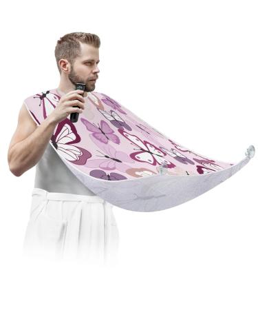 Beard Bib Apron Beard Bib Hair Catcher for Men Shaving and Trimming Non-Stick Waterproof Beard Cape Grooming Cloth Butterfly Painting
