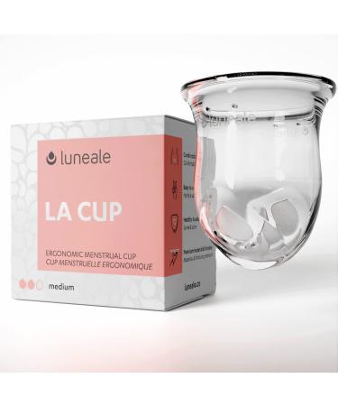 La Cup Luneale - Reusable Stemless Menstrual Cup - Patented Ergonomic Design Created in Collaboration with Midwives - 100% Medical Silicone - 3 Sizes depending on Flow (M - Medium to Heavy Flow)