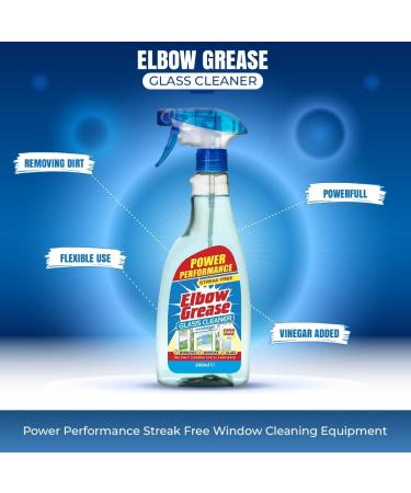 Pack of 2 Elbow Grease Glass Cleaner with Vinegar for Windows and Mirrors - 500 ml - Power Performance Streak Free Window Cleaning Equipment - Buy Online on GoSupps.com